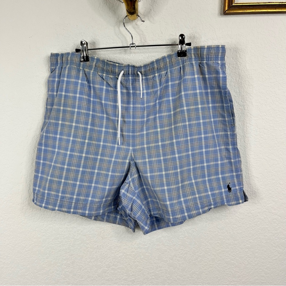 Polo Ralph Lauren Plaid Gridded Embroidered Pony Swim Trunks Bathing Swim Suit